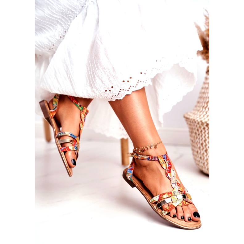 PS1 Ženske sandale Elegantna narančasta orijentalna Brooke višebojan zlatni 4