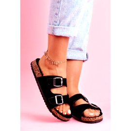 EVE Ženske papuče na plutu s kopčama Black Si Senor crno 1