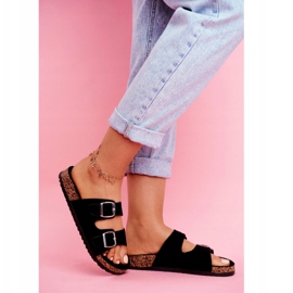 EVE Ženske papuče na plutu s kopčama Black Si Senor crna 2