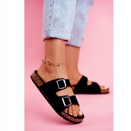 EVE Ženske papuče na plutu s kopčama Black Si Senor crno 3