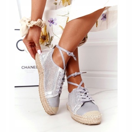 S.Barski Čipkane ažur Espadrile S. Barski L17704 Srebro 3