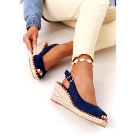 PG1 Las Palomas sandale na klin s pletenicama tamnoplava 3