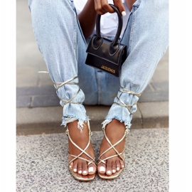 PS1 Vezane sandale na visoku petu sa zlatnom pistom četvrtastog prsta zlatni 3