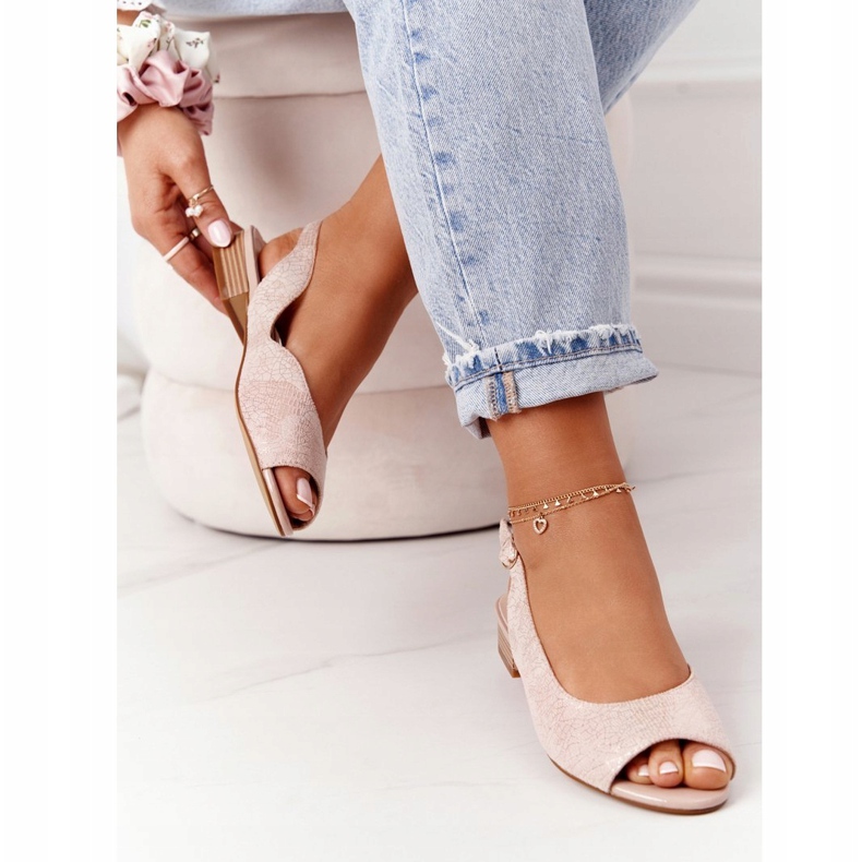 Suede sandale na visoku petu Sergio Leone SK807 Pink ružičasta zlatna 3