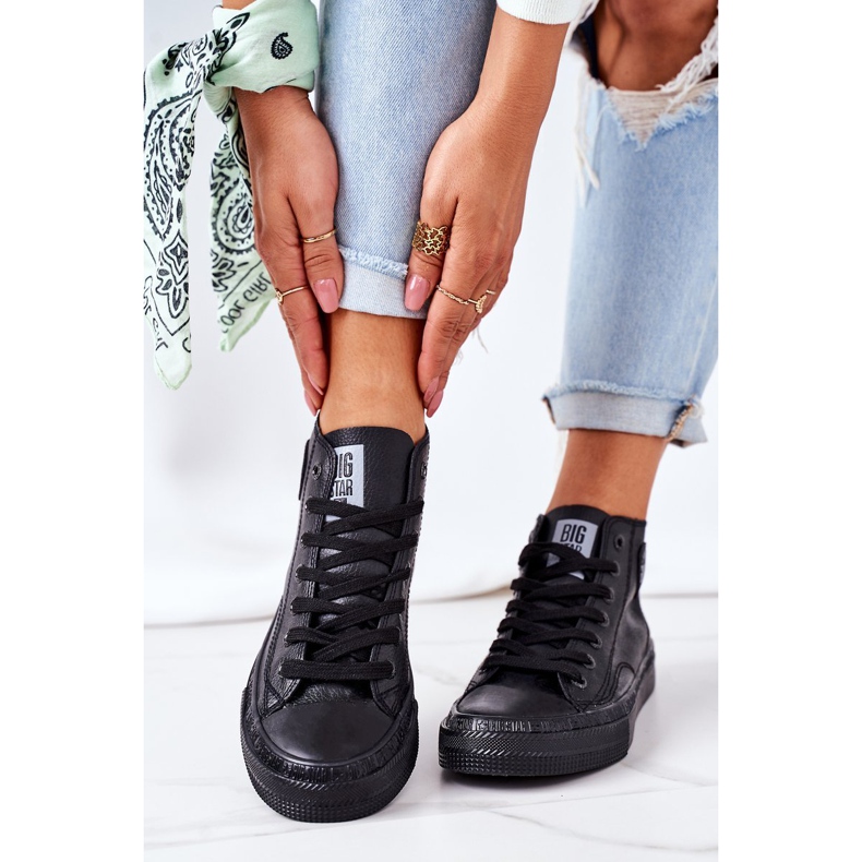 Ženske kožne visoke tenisice Big Star GG274015 Crna 2
