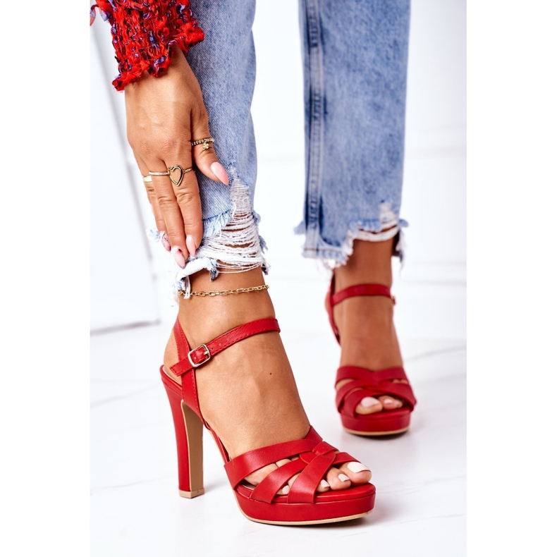 PW1 Elegantne crvene sandale Anastasia na šanku crvena 2
