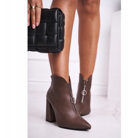 FG1 Ženske gležnjače na patentnom zatvaraču na peti sprijeda Khaki Save Me smeđa 2