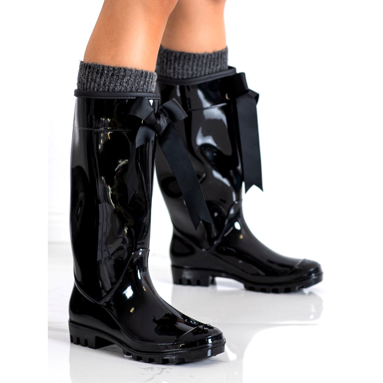 SHELOVET Visoke galoše s lukom crna 2