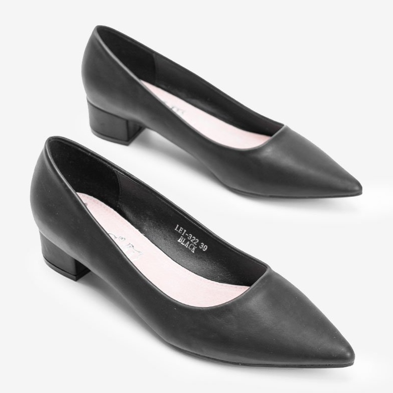 Crne pumpe na niskom stupu Zafire crna 1