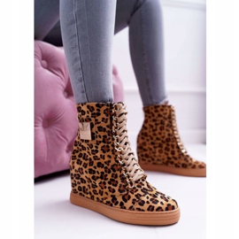 Ženske tenisice Lu Boo Zlatni lanac Suede Leopard Monica bež smeđa 1