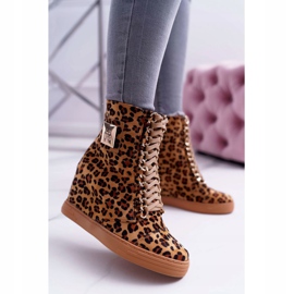 Ženske tenisice Lu Boo Zlatni lanac Suede Leopard Monica bež smeđa 2