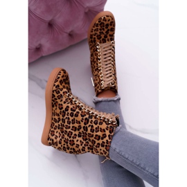 Ženske tenisice Lu Boo Zlatni lanac Suede Leopard Monica bež smeđa 3