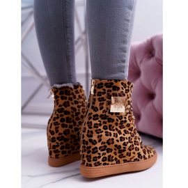 Ženske tenisice Lu Boo Zlatni lanac Suede Leopard Monica bež smeđa 4