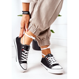 NEWS Ženske klasične crne tenisice s bijelim potplatom Ecoma crno 1