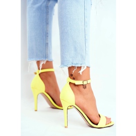 PS1 Ženske sandale na visokoj peti, eko-antilop, žuta Liberty žuta boja 4