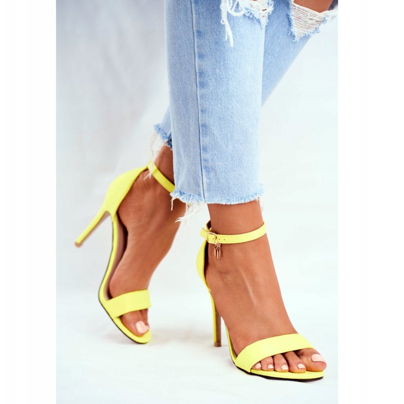 PS1 Ženske sandale na visokoj peti, eko-antilop, žuta Liberty žuta boja 5