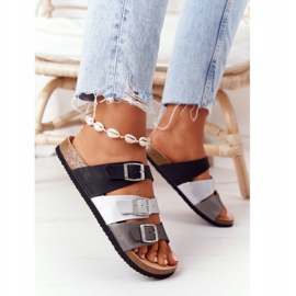 Kožne profilne papuče Big Star HH274588 Crna i srebrna crno srebro 5