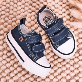 Dječje niske tenisice s čičkom Big Star HH374097 Mornarsko plava 3