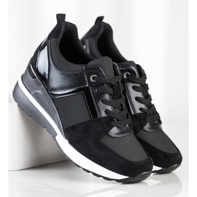 W. Potocki Moderne tenisice na klin crna 1