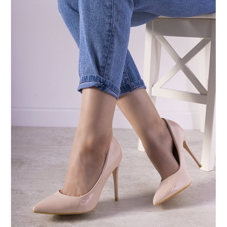 Beige lakirane Ibiza visoke potpetice bež 1