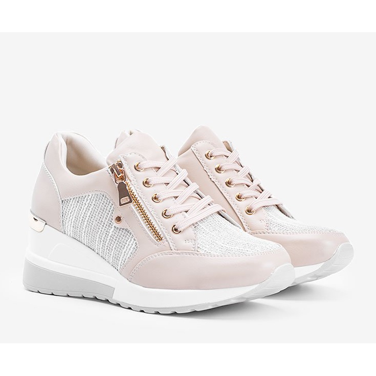 Bež sjajne tenisice na klin The Moment 1