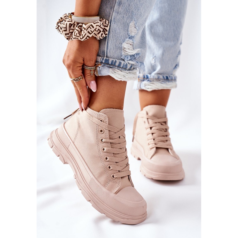 FJ1 Visoke tenisice bež Trissy na velikom potplatu 2