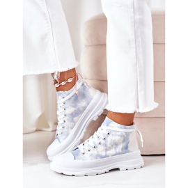 FJ1 Visoke tenisice na velikom plavom potplatu s Trissy efektom kravate bijela plava 2