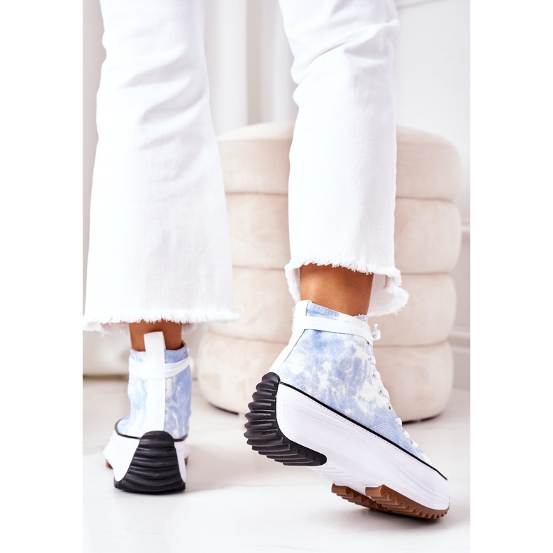 FJ1 Plave tenisice na platformi s električnim ljubavnim efektom vezanja bijela plava 2