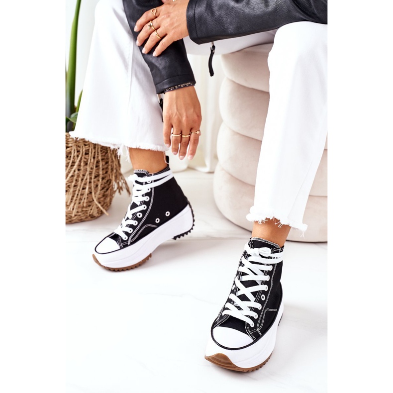 FJ1 Visoke tenisice na električnoj platformi Love Black bijela crno 2