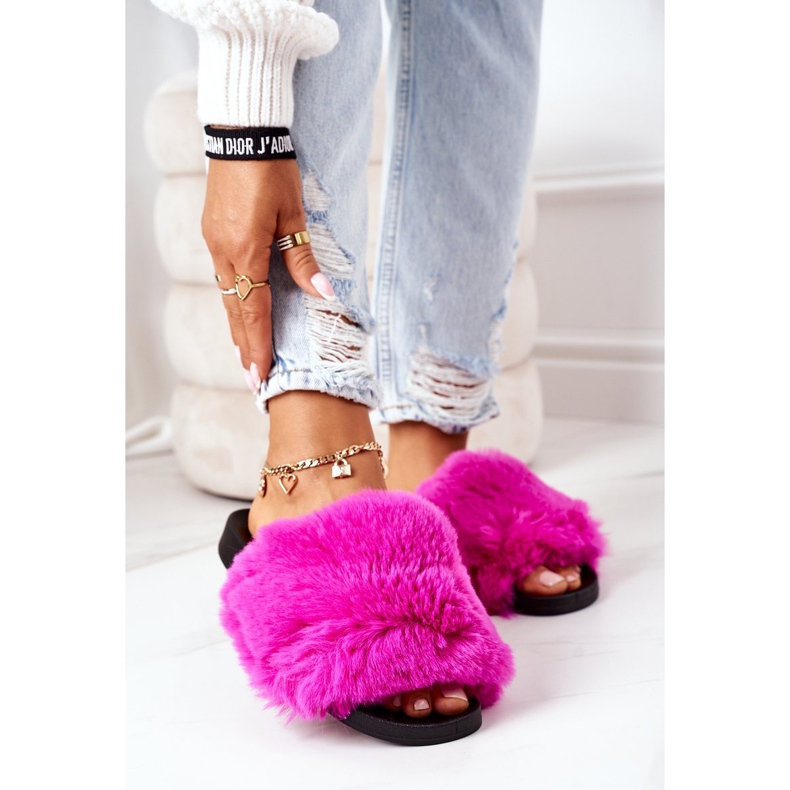 FJ1 Gumene papuče s mekim krznom Fuchsia ružičasta 2