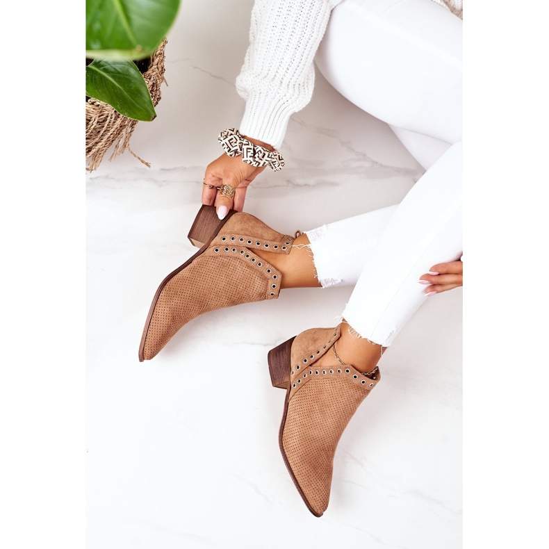 Ažurne čizme s izrezima, Camel Western smeđa 1