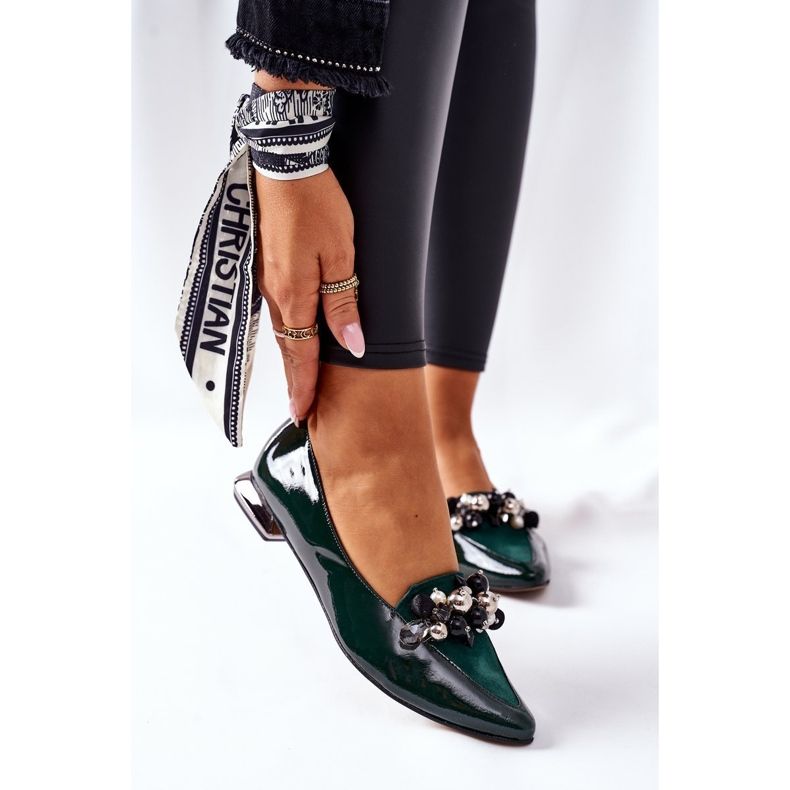 Ženske balerinke Laura Messi kožna zelena 2157 2