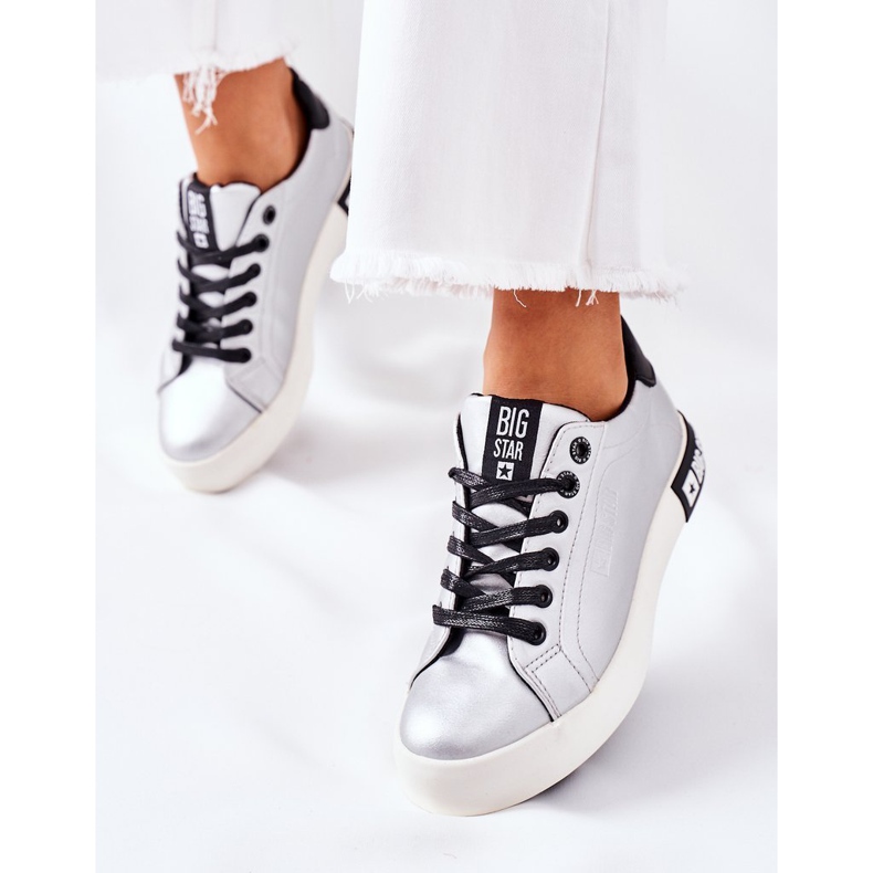 Ženske kožne tenisice Big Star II274034 Srebrne srebro 2