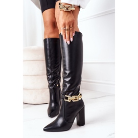 Tople čizme na šanku s lancem Crni Franti crno 1