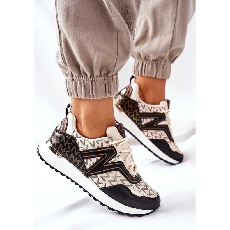 Sportske cipele Logowane Tenisice Bež i crne boje Always crno 1