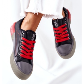 Ženske kožne tenisice Big Star II274134 Crne crna crvena 1