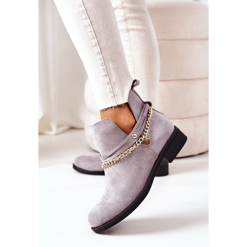 PS1 Čizme od antilopa s lancem Siva Elvira 2