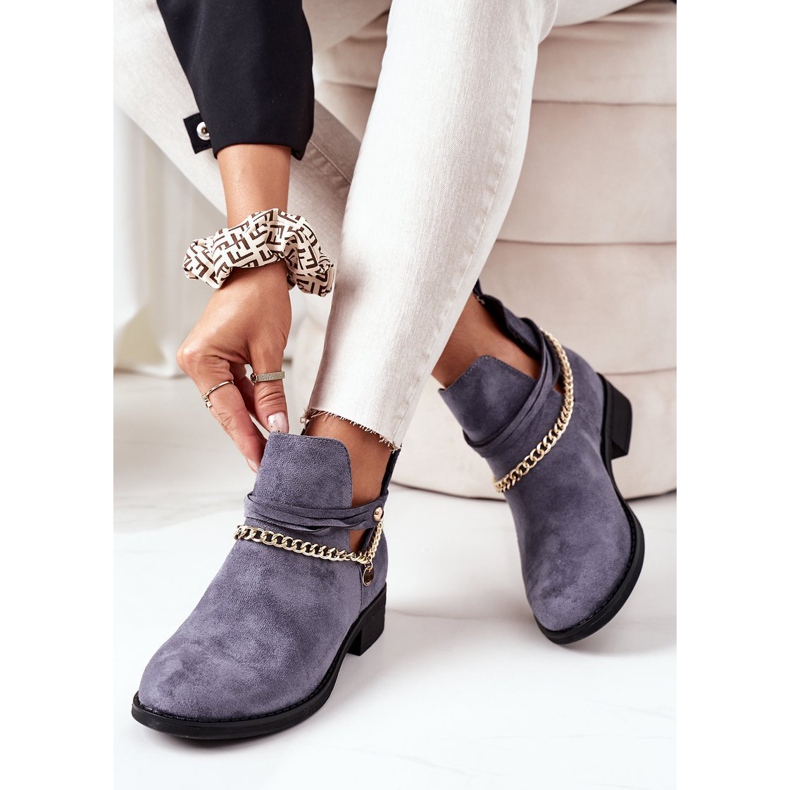 PS1 Čizme od antilopa s lancem Plava Elvira 2