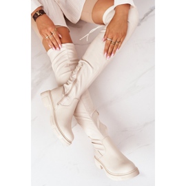 PS1 Kožne čizme preko koljena Bež Selina 1