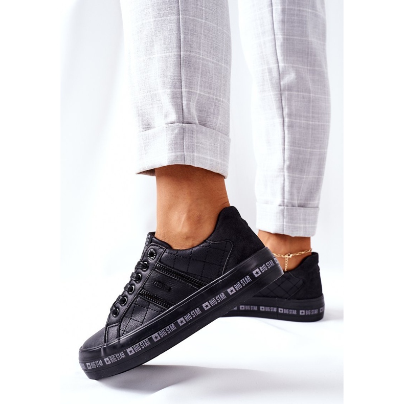 Kožne tenisice na crnoj platformi Big Star II274070 crna 2