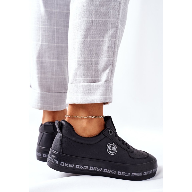 Kožne tenisice na crnoj platformi Big Star II274074 crna 2