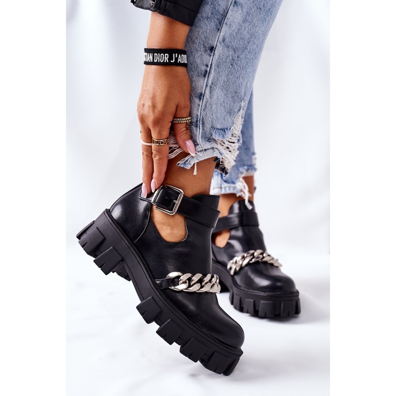 PS1 Crne čizme za mučenje s lancem crna 2