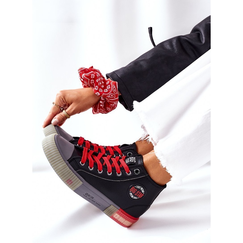 Kožne visoke tenisice Big Star II274139 Crne crna crvena 1