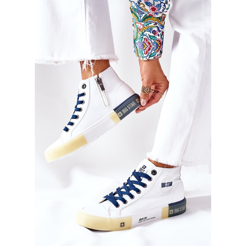 Kožne visoke tenisice Big Star II274137 Bijele bijela tamnoplava 2