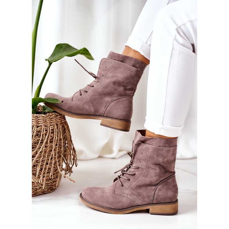 PS1 Čizme Taupe Violetta s dvostrukom kopčom siva 1