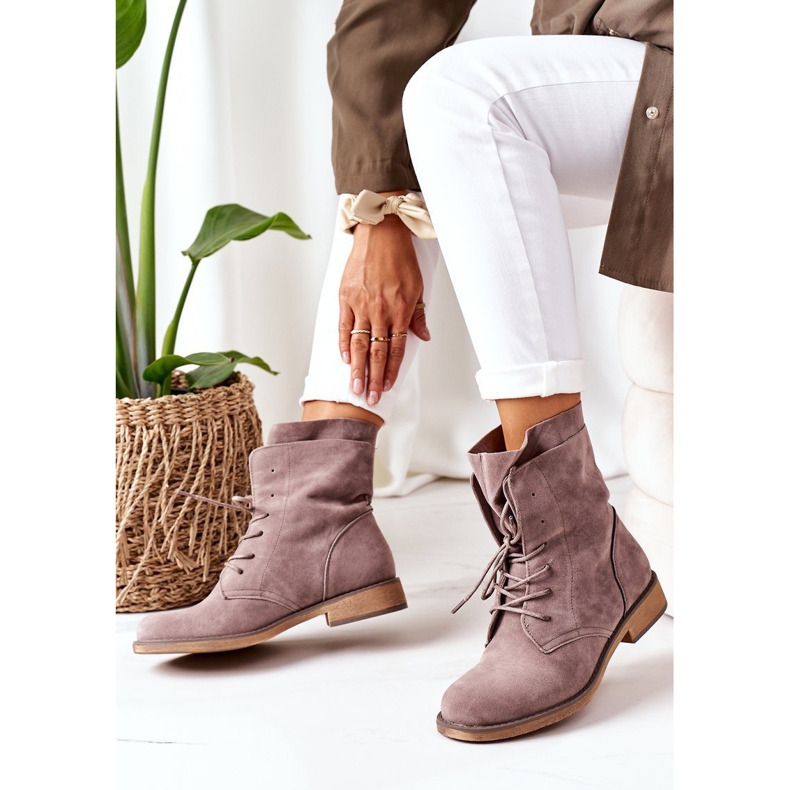 PS1 Čizme Taupe Violetta s dvostrukom kopčom siva 2