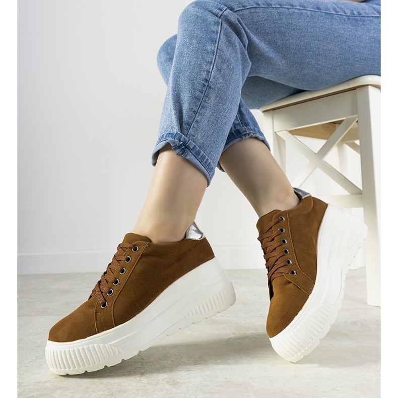 Smeđe sportske tenisice s visokim potplatom Rapter smeđa 1