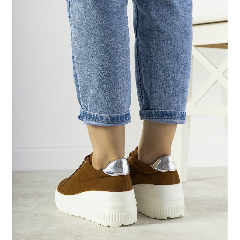 Smeđe sportske tenisice s visokim potplatom Rapter smeđa 2