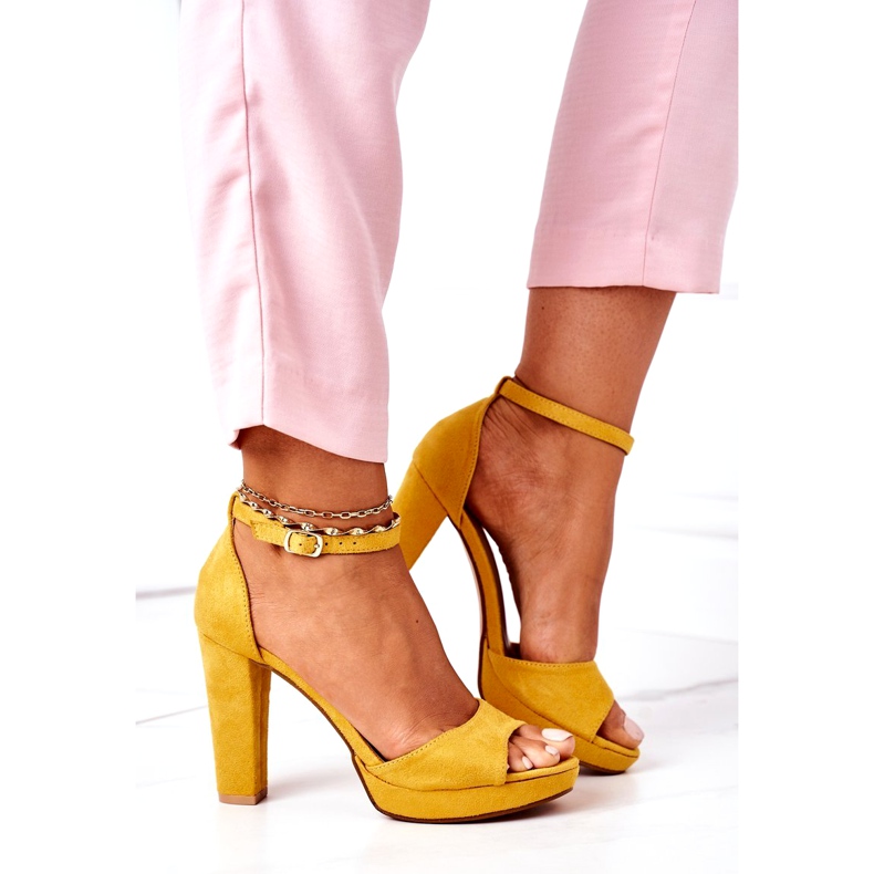 Ženske sandale od antilop na posta žuto žuta boja 3