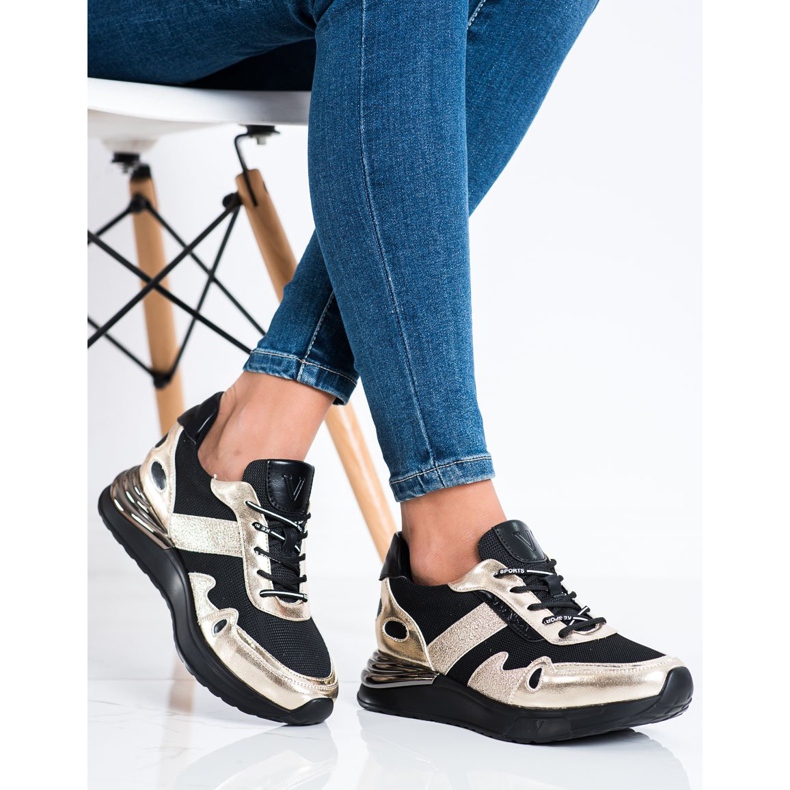 VINCEZA Glitter tenisice crna zlatni 2